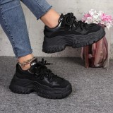 Sneakers dama cu platforma, piele ecologica, Negru - 38, Oem