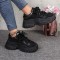 Sneakers dama cu platforma, piele ecologica, Negru - 37