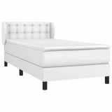 Cumpara ieftin Pat box spring cu saltea, alb, 90x200 cm, piele ecologica