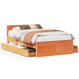 Cumpara ieftin Cadru pat fara saltea/cu tablie maro 135x190 cm lemn masiv pin