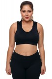 BRA216P-1 Bustiera sport neagra cu gluga atasata - plus size