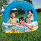 Bestway Piscina de joaca &amp; baldachin, albastru, 140x140x114 cm, 52192 GartenMobel Dekor, vidaXL