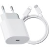 Incarcator compatibil cu iPhone 14/13/12/11/Pro/Pro Max/iPad/AirPods, cablu de date Lightning, Fast charge 20W, ambalaj Apple, Alb/Gri