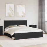 vidaXL Cadru de pat cu headboard Negru 180 x 200 cm Lemn de pin masiv 3410975