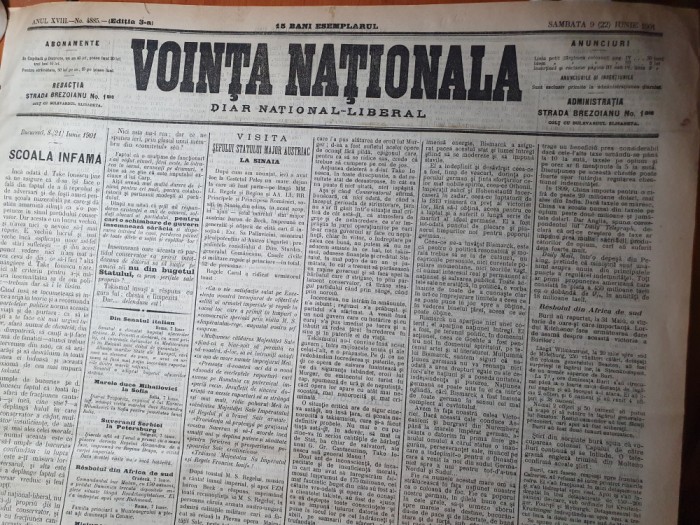 vointa nationala 9 iunie 1901-art . margineni prahova,carol 1,take ionescu