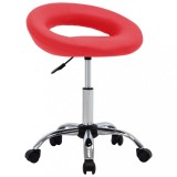 VidaXL Scaun de bucătărie pivotant, roșu, piele ecologică