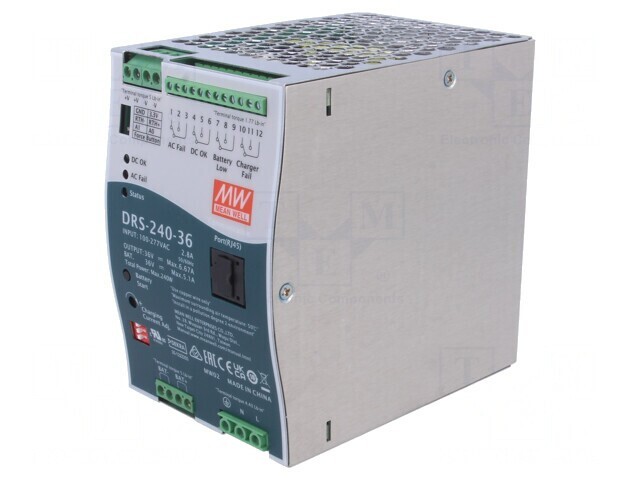 Alimentator cu Buffer pentru Șină DIN 240W 36V 6,6A DRS-240-36