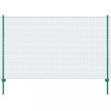 vidaXL Gard din plasă de s&acirc;rmă cu st&acirc;lpi, verde, 25 x 2 m, oțel