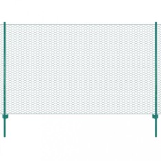 Gard din plasa de sarma cu stalpi, verde, 25 x 2 m, otel