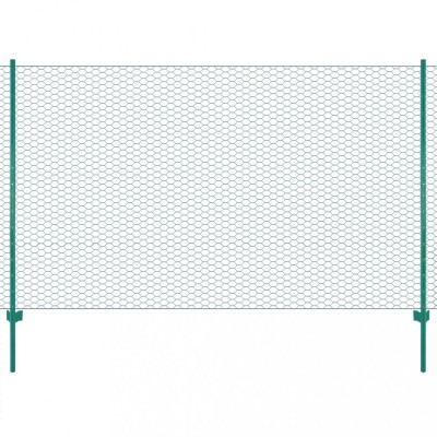 vidaXL Gard din plasă de s&amp;acirc;rmă cu st&amp;acirc;lpi, verde, 25 x 2 m, oțel 144607 foto