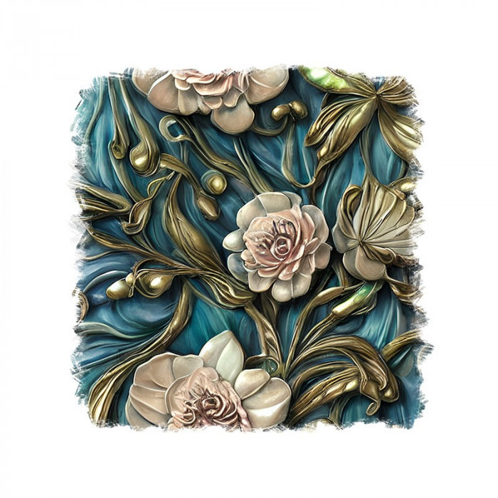 Sticker decorativ, Flori, Verde, 55 cm, 6715ST