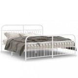 Cumpara ieftin Cadru de pat metalic cu tablie de cap/picioare, alb, 183x213 cm