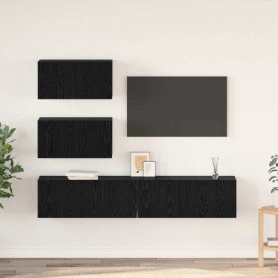 Set comodă TV 4 pcs Stejar negru 100 x 30 x 30 cm Lemn compozit foto