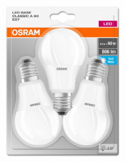 Set 3 becuri Led Osram, E27, 9W, 806 lumeni, lumina neutra(4000K), durata de viata 10.000 ore, clasa energetica A++ foto