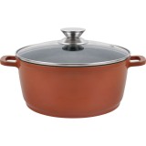 Cratita Grunberg din aluminiu cu ceramica, 20 cm 2.3 l, capac din sticla