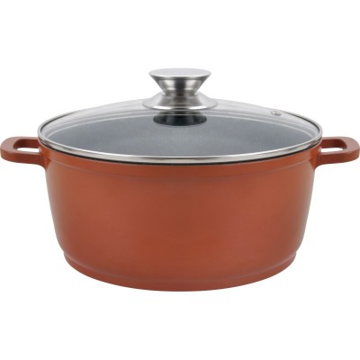 Cratita Grunberg din aluminiu cu ceramica, 20 cm 2.3 l, capac din sticla foto