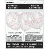 Baloane latex confetti roz 6 buc 30 cm