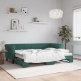 vidaXL Pat de zi cu extensie, verde &icirc;nchis, 80x200 cm, catifea