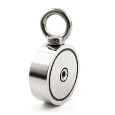Magnet neodim oală D 75 mm cu două fețe x 160 kg - magnet fishing subtire