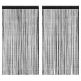 Draperii cu franjuri, 2 buc., 100 x 250 cm, negru