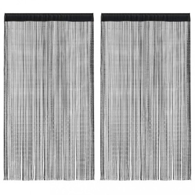 Draperii cu franjuri, 2 buc., 140 x 250 cm, negru foto