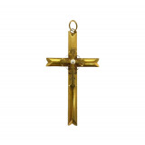 Pandantiv cruce din aur, decorat cu perlă