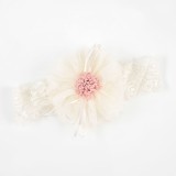 Bentita de par alba elastica cu pompon