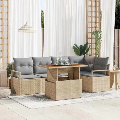 vidaXL Set de masă pentru grădină 6 pcs Bej și gri 100 x 55 x 73 cm 3349713 foto