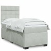 Gossi pat box spring cu saltea, gri deschis, 100x200 cm, catifea