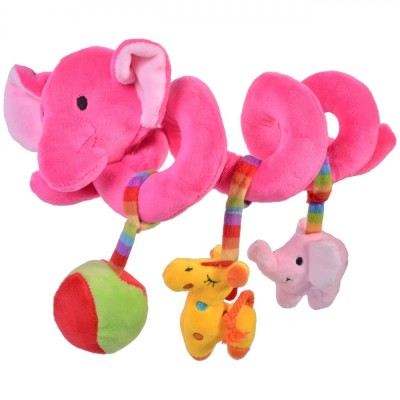 Jucărie Spirala pentru Pătuț sau Cărucior, Elefant Fucsia, 27 cm, Multicolor foto