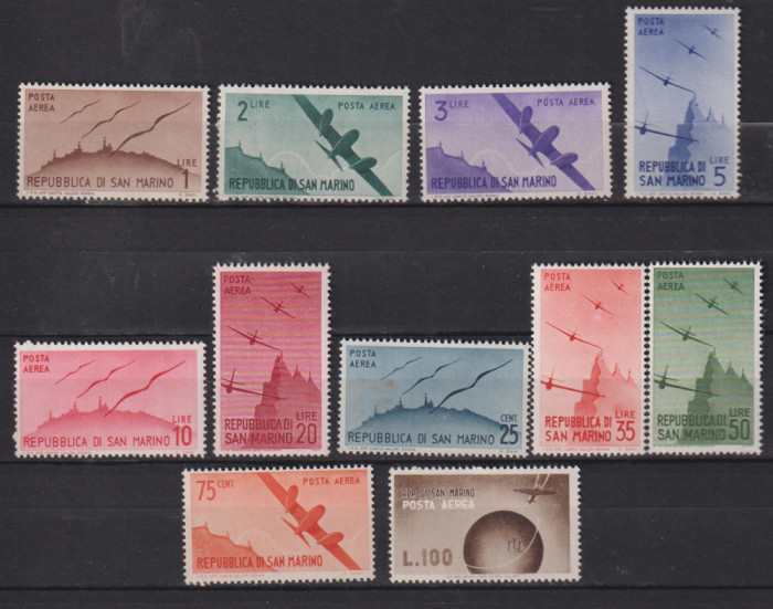 SAN MARINO, POSTA AERIANA 1946 MI. 339-349 MNH