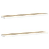Cumpara ieftin Rafturi perete suspendate 2 buc. stejar/alb 120x23,5x3,8 cm MDF