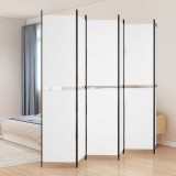 Paravan de cameră cu 6 panouri, alb, 300x220 cm, textil