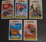 Coreea 2008 soldați, steag, monument Chollima serie 5v nestampilata, Korea 2008