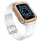 Husa si curea Armored Strap Band compatibila cu Apple Watch 4/5/6/7/8/SE 38/40/41mm White/Gold