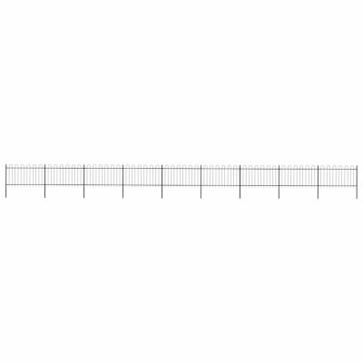 vidaXL Gard de grădină cu v&amp;acirc;rf curbat, negru, 15,3 x 1 m, oțel foto