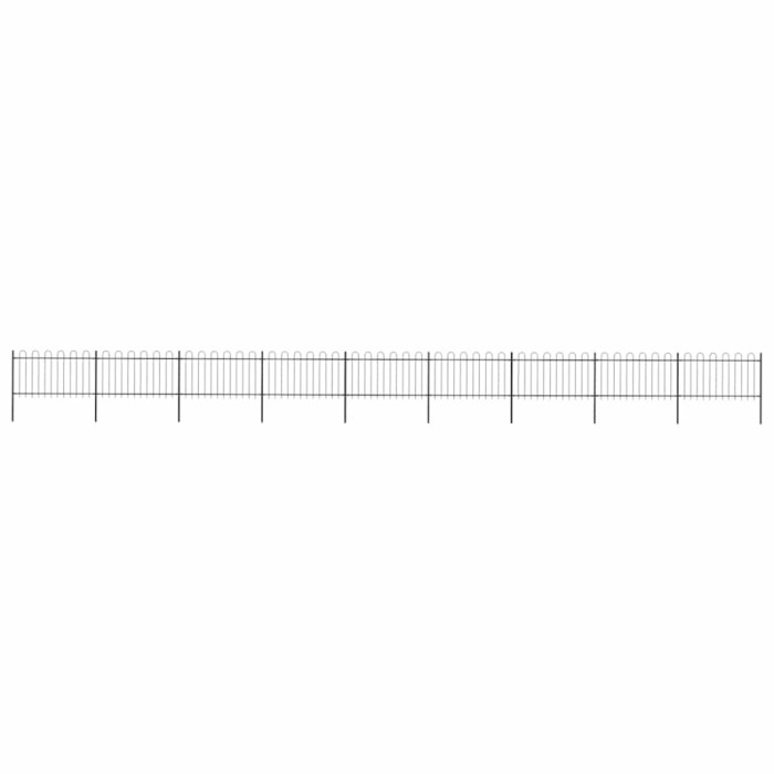 vidaXL Gard de grădină cu v&acirc;rf curbat, negru, 15,3 x 1 m, oțel