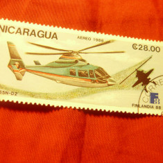 Timbru Nicaragua 1988 - Aviatie - Elicopter , stampilat