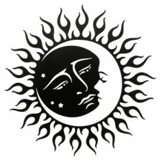 Decoratiune perete Krodesign Sun&Moon, diametru 60 cm, negru