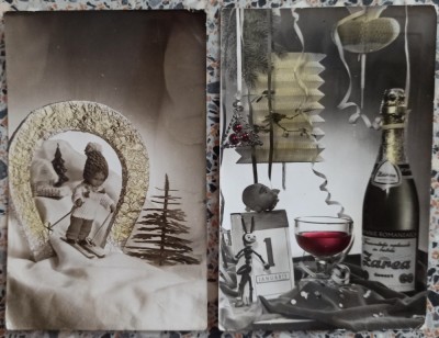 Lot doua felicitari tip carte postala sampanie Zarea foto