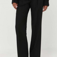 Karl Lagerfeld pantaloni femei, culoarea negru, drept, high waist