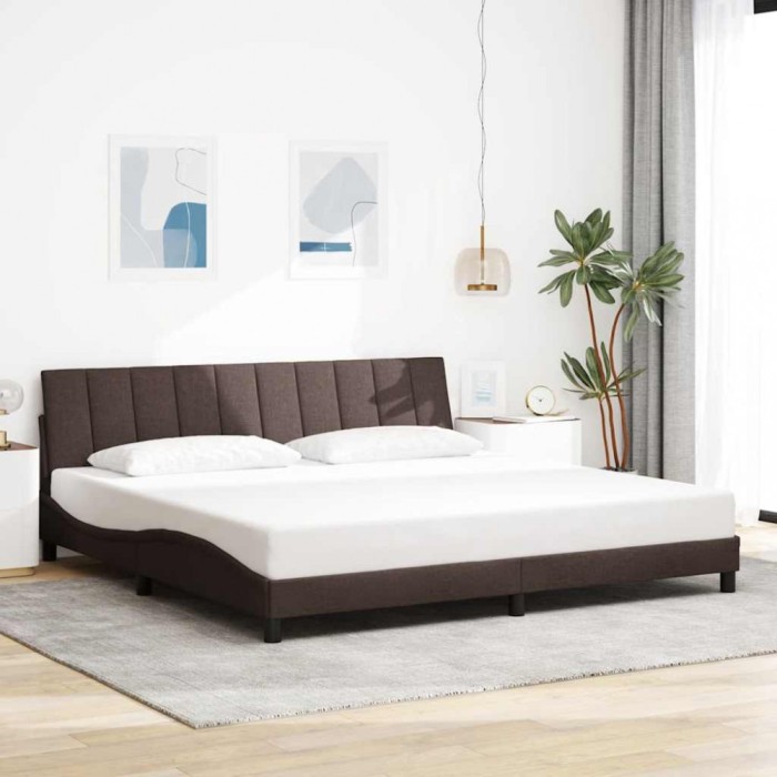 vidaXL Cadru de pat fără saltea, Hanko, maro &icirc;nchis, 200x200 cm, textil 3310485