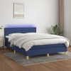 VidaXL Pat cu arcuri, saltea și LED, albastru, 140x190 cm, textil 3133555