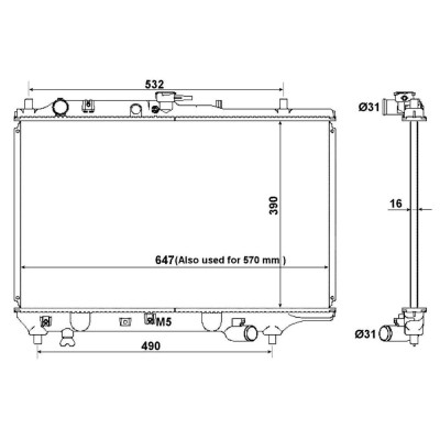 Radiator racire Mazda 323 (Bg/Bf), 06.1989-07.1994, Motorizare 1, 3 49/54kw; 1, 6 62/64/65kw; 1, 8 76/94kw Benzina, cutie Manuala, diametru intrare/i foto