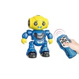 Jucarie interactiva robot inteligent cu telecomanda, functii multiple, lumini LED, melodii si dansuri, 22 cm x 16 cm x 9 cm, albastru