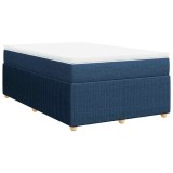 Cumpara ieftin Pat box spring cu saltea, albastru, 120x200 cm, textil