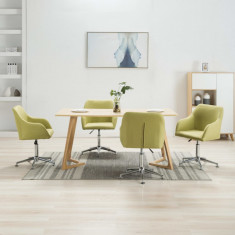 vidaXL Scaune de sufragerie pivotante, 4 buc., verde, material textil foto