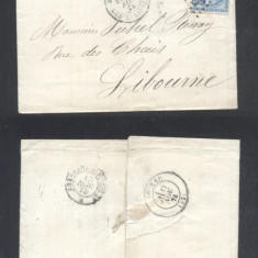 France 1874 Postal History Rare Old Cover + Content Bordeaux to Libourne DB.488