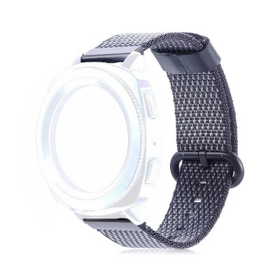 Curea material textil, compatibila Moto 360 46mm Generatia 2, telescoape Quick Release, 22mm, Negru/Argintiu foto