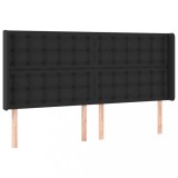 Cumpara ieftin Tablie de pat cu aripioare, negru, 203x16x118/128 cm, piele eco